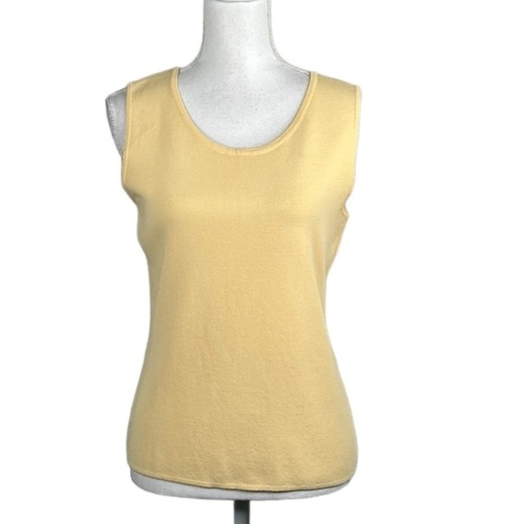 Chico's Yellow Knit Crew Neck Summer Casual Tank Top Size Small - Picture 1 of 5